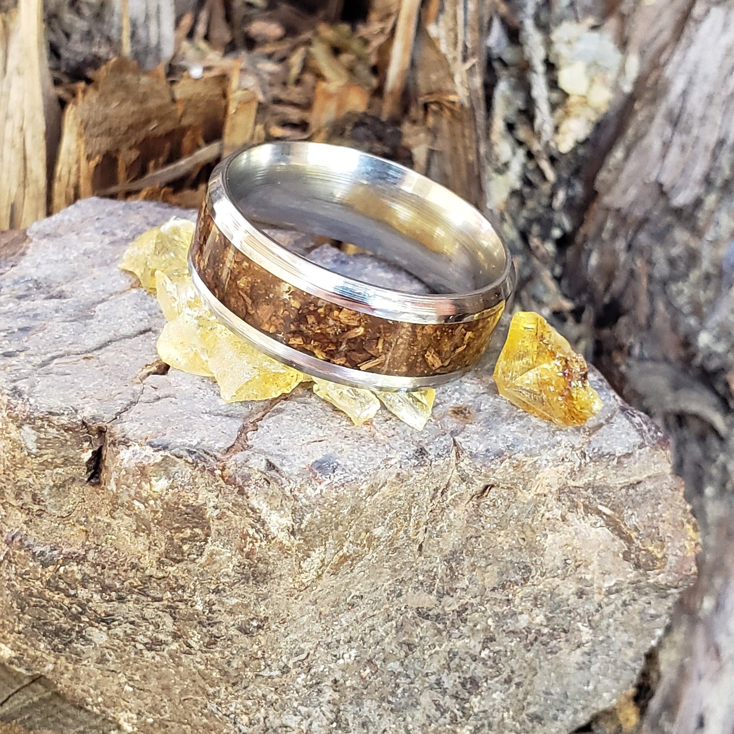 Jurassic Ring - Dinosaur Bone Inlay, Tungsten Titanium Ceramic, Men & Women, Wedding Ring, His Hers Promise Ring, Engagement Ring, 8mm 6mm