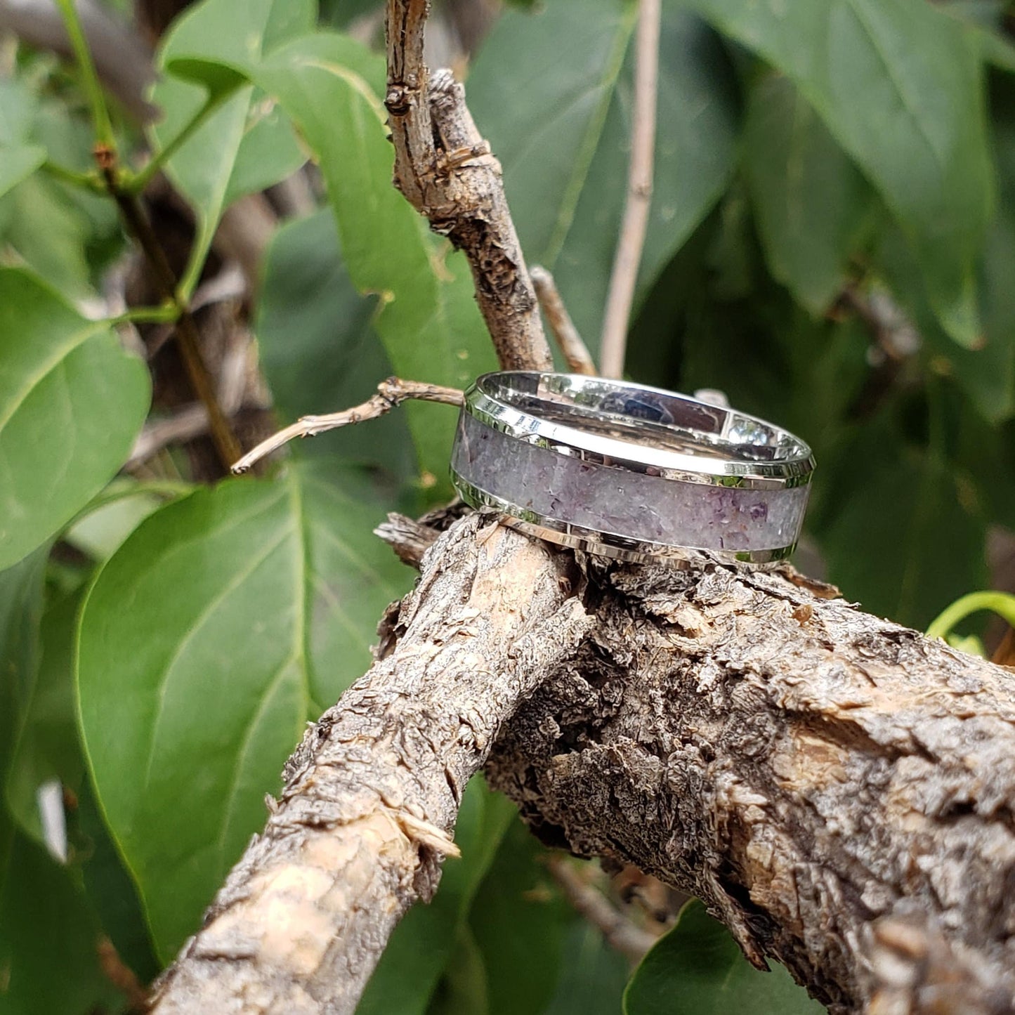 Colorado Ring - Fluorite Crystal Inlay Ring, Tungsten Titanium Ceramic, Men Women, Wedding, His Hers Promise, Engagement Rings 8mm 6mm