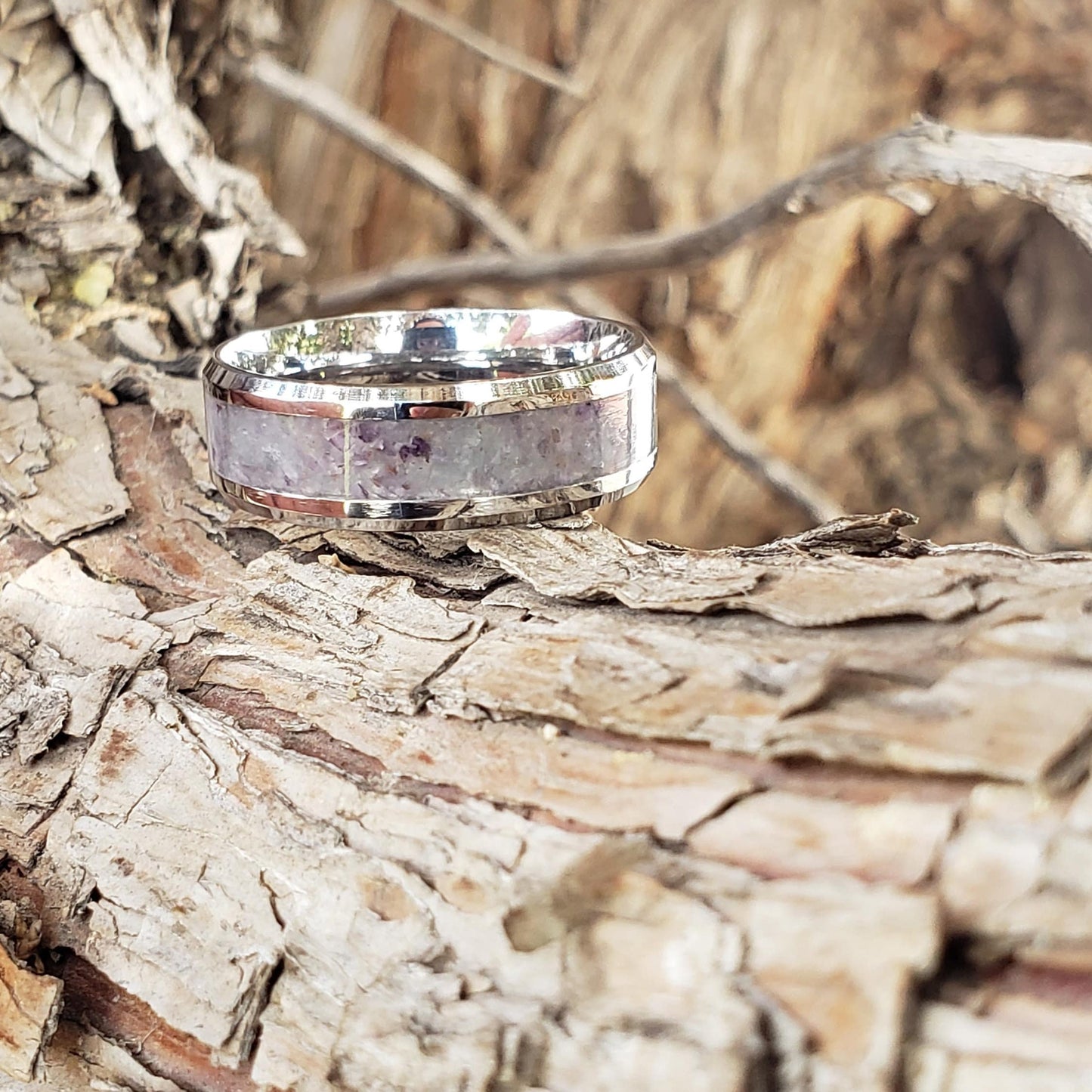 Colorado Ring - Fluorite Crystal Inlay Ring, Tungsten Titanium Ceramic, Men Women, Wedding, His Hers Promise, Engagement Rings 8mm 6mm