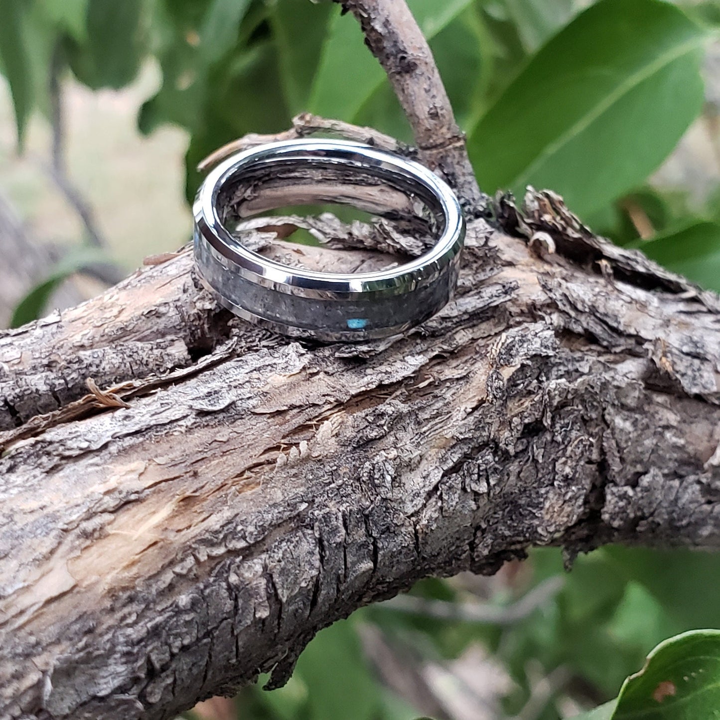 Borealis Ring - Labradorite Crystal Inlay, Tungsten Titanium Ceramic, Men Women, Wedding Ring, His Hers Promise, Engagement Ring 8mm 6mm
