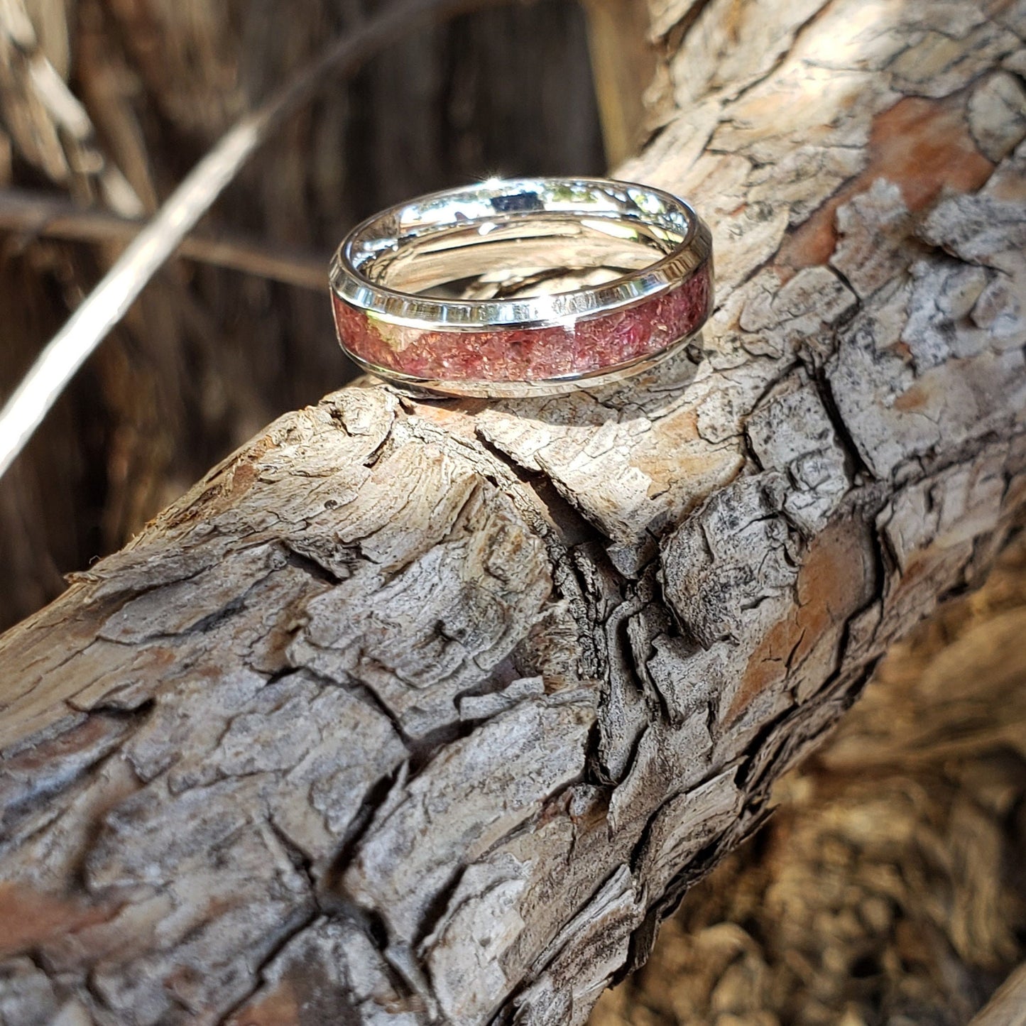 Star Blood Ring - Spinel Crystal Inlay, Tungsten Titanium Ceramic, Men Women, Wedding Ring, His Hers Promise, Engagement Ring 8mm 6mm