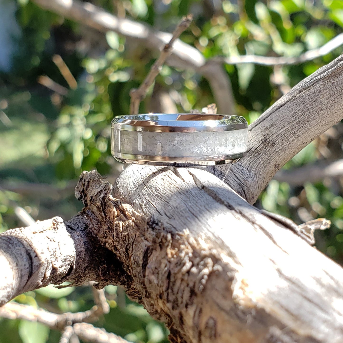 Moon Spirit Ring - Moonstone Crystal Inlay, Tungsten Titanium Ceramic, Men Women, Wedding Ring, His Hers Promise, Engagement Ring 8mm 6mm