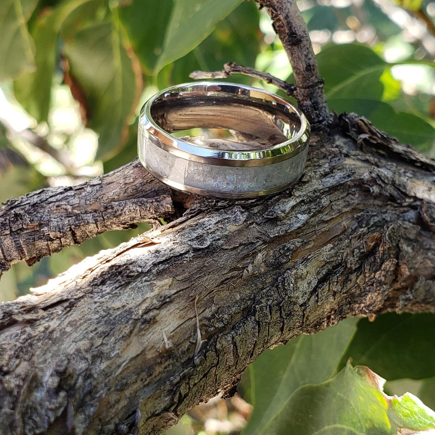 Moon Spirit Ring - Moonstone Crystal Inlay, Tungsten Titanium Ceramic, Men Women, Wedding Ring, His Hers Promise, Engagement Ring 8mm 6mm