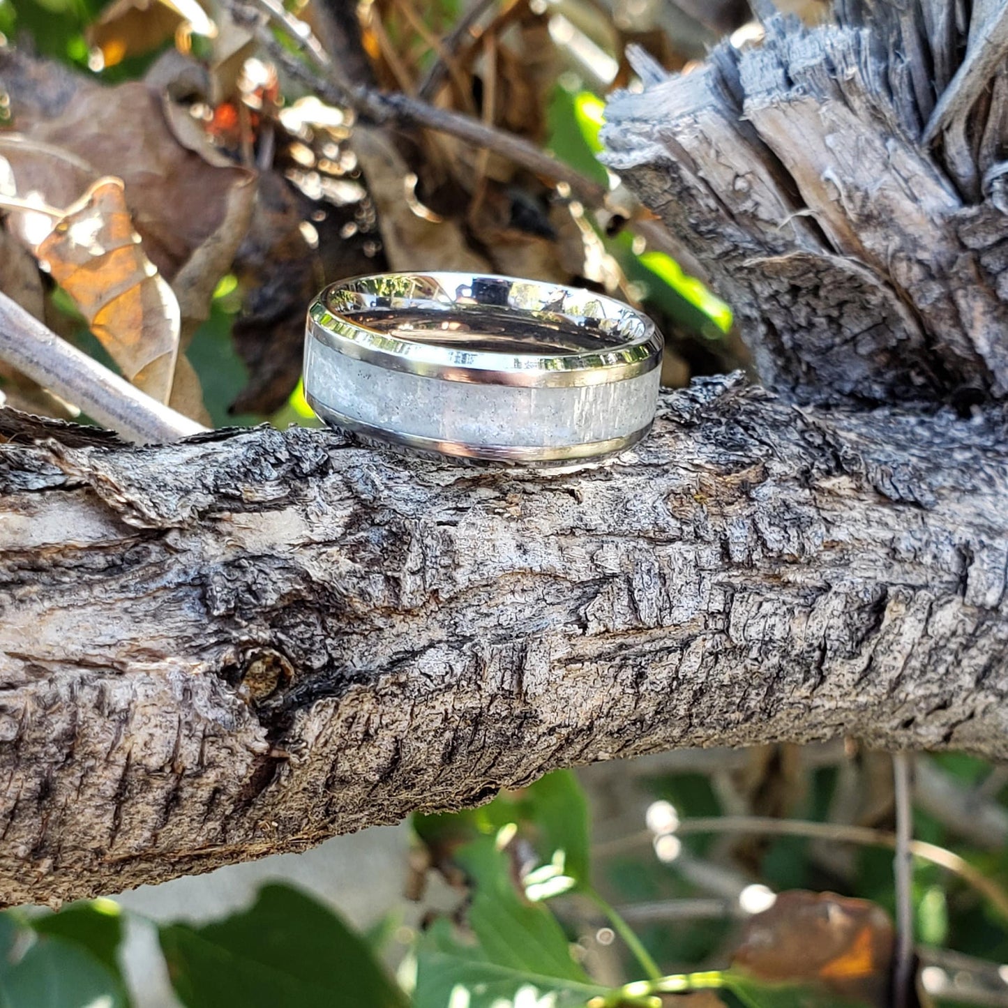 Moon Spirit Ring - Moonstone Crystal Inlay, Tungsten Titanium Ceramic, Men Women, Wedding Ring, His Hers Promise, Engagement Ring 8mm 6mm