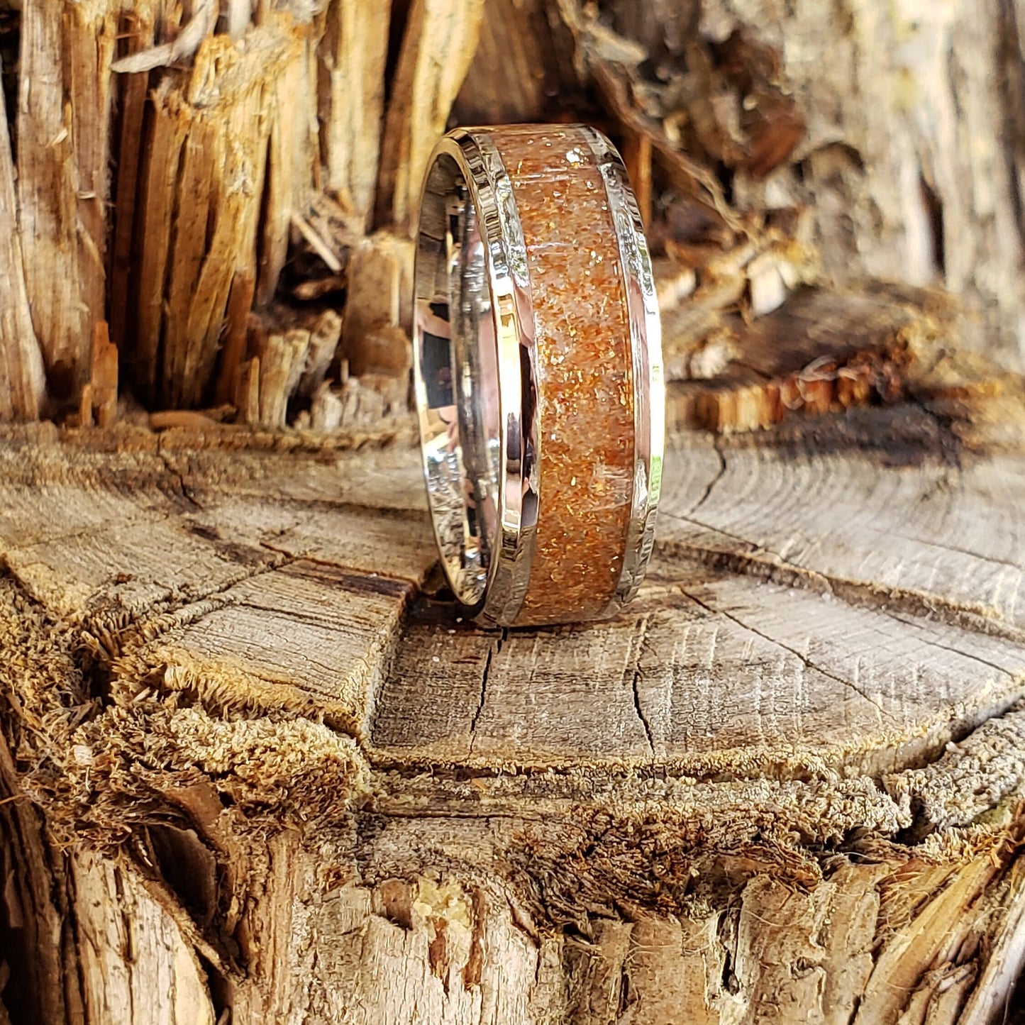 Solar Flair Ring - Sunstone Crystal Inlay