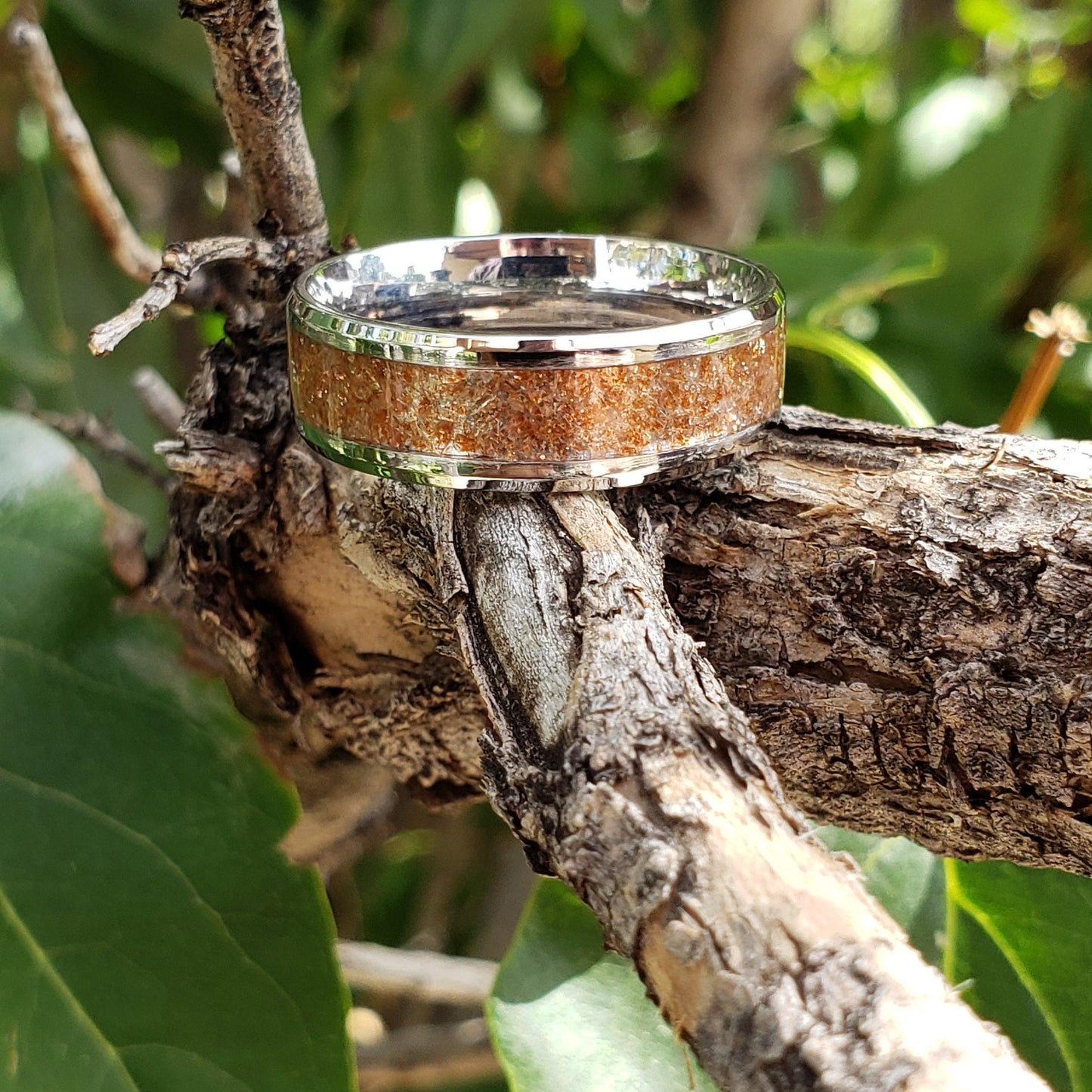 Solar Flair Ring - Sunstone Crystal Inlay