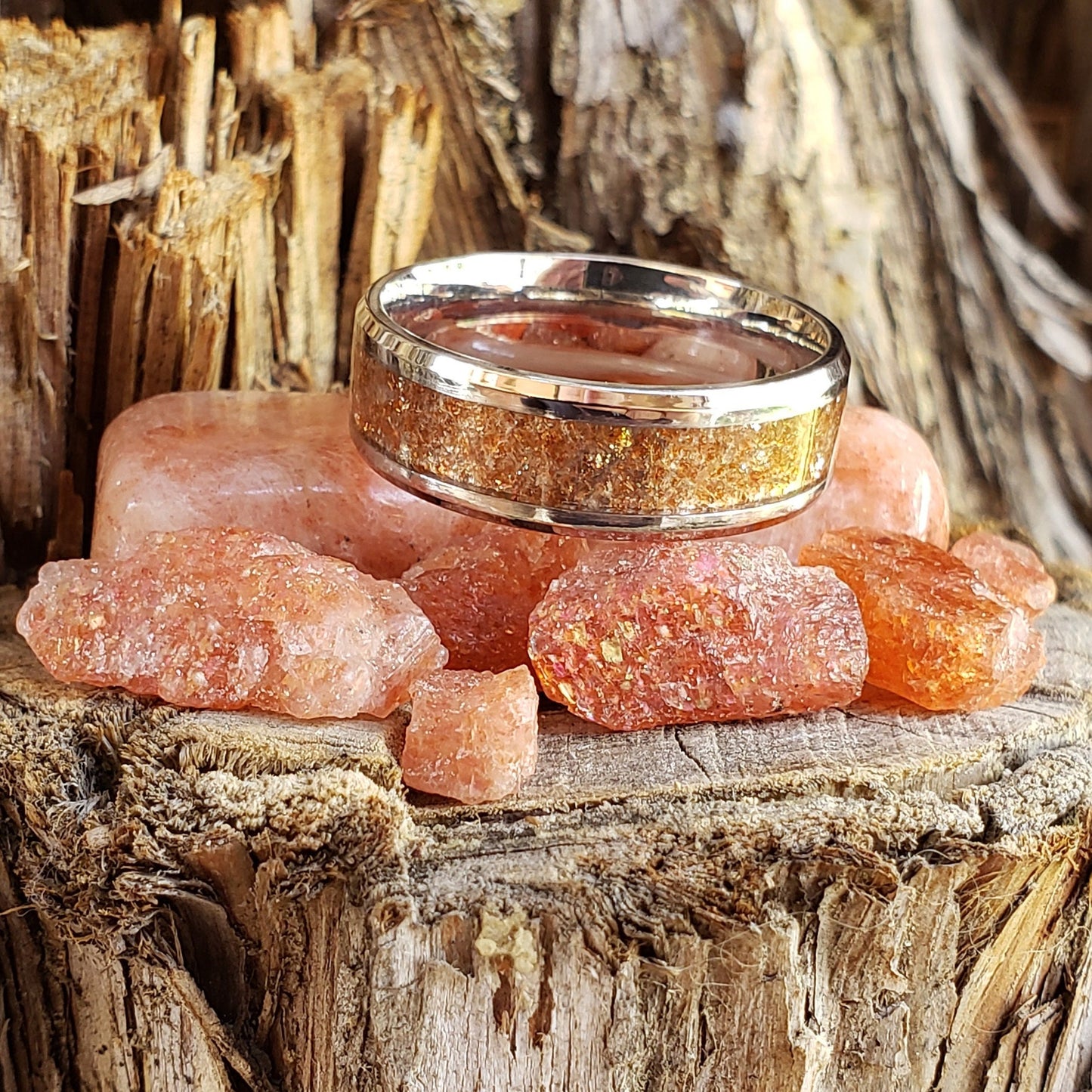 Solar Flair Ring - Sunstone Crystal Inlay