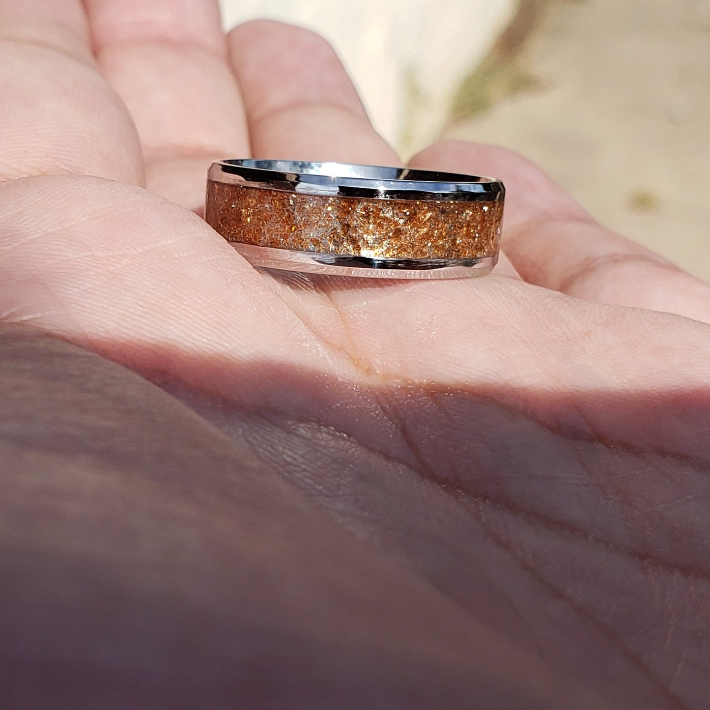 Solar Flair Ring - Sunstone Crystal Inlay