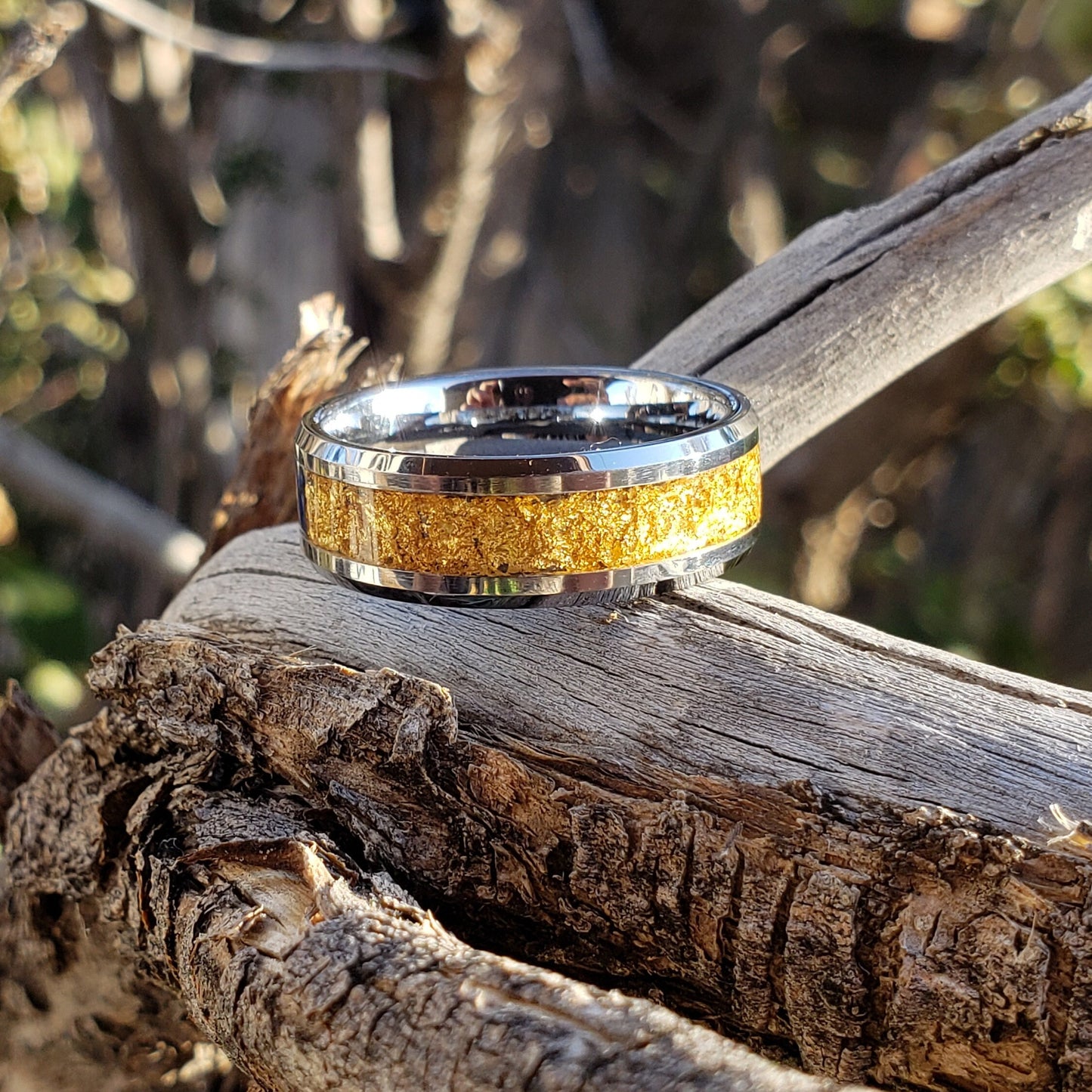 Midas Ring - 24k Gold Inlay, Tungsten Titanium Ceramic, Men Women, Wedding Ring, His Hers Promise, Engagement Ring 8mm 6mm