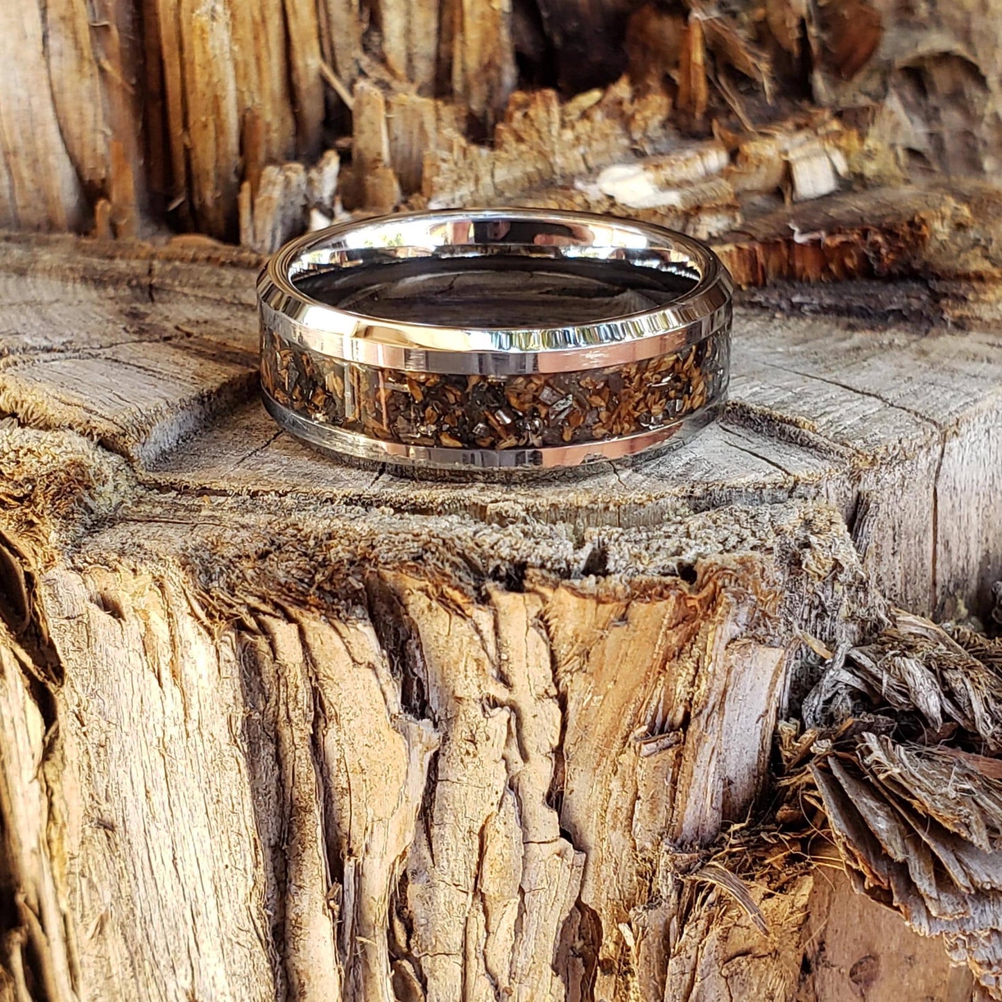 King Killer Ring - T-rex, Black Diamond, Meteorite, Tungsten Titanium Ceramic, Men Women, Wedding Ring, His Hers Promise, Engagement 8mm 6mm