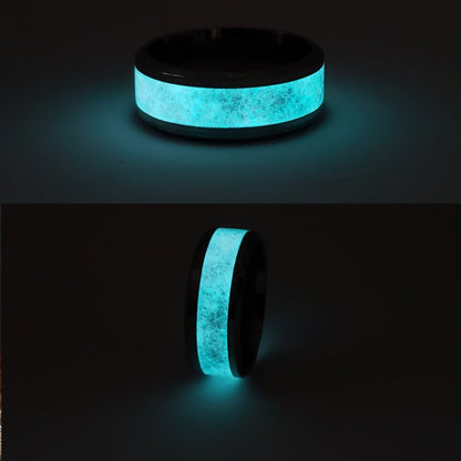 Sweet Tooth Glow Ring - Rose Quartz & Opalite Crystal Inlay with Titanium, Tungsten, Black Ceramic, White Ceramic Band, 8mm