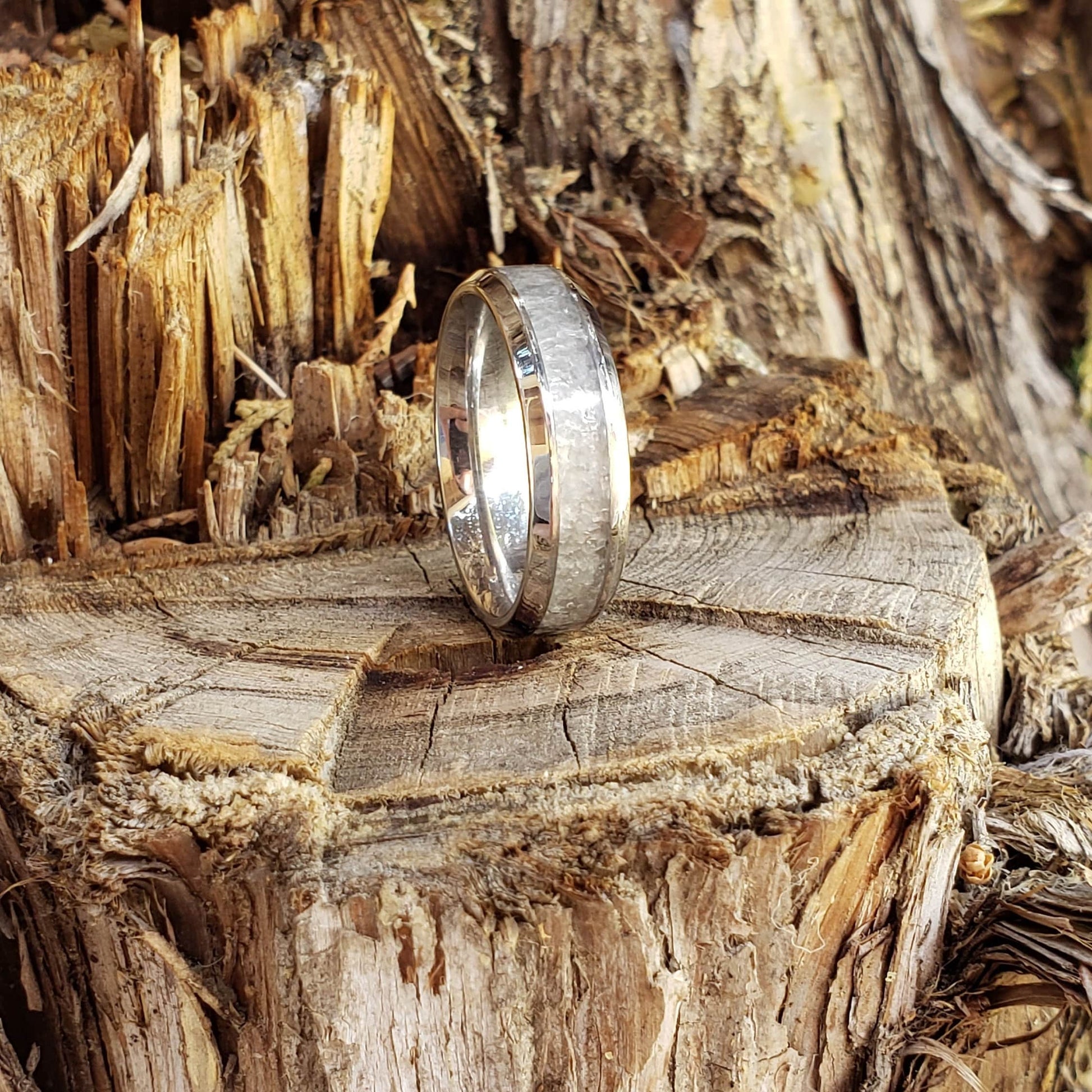 Blue Ice Ring (Slim) - Celestite Crystal Inlay 6mm Ring, Titanium Band, Men & Women, Wedding Ring, His Hers Promise Ring, Engagement Ring