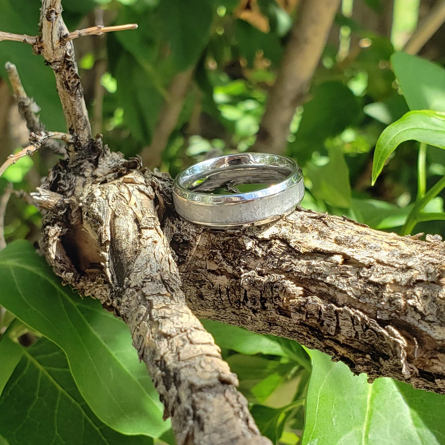 Blue Ice Ring (Slim) - Celestite Crystal Inlay 6mm Ring, Titanium Band, Men & Women, Wedding Ring, His Hers Promise Ring, Engagement Ring