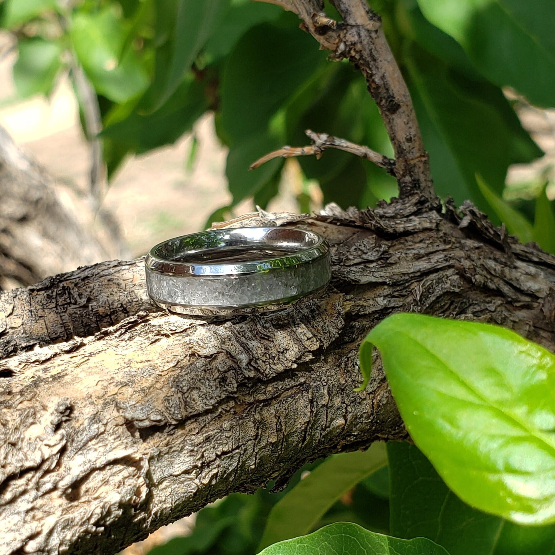 Blue Ice Ring (Slim) - Celestite Crystal Inlay 6mm Ring, Titanium Band, Men & Women, Wedding Ring, His Hers Promise Ring, Engagement Ring
