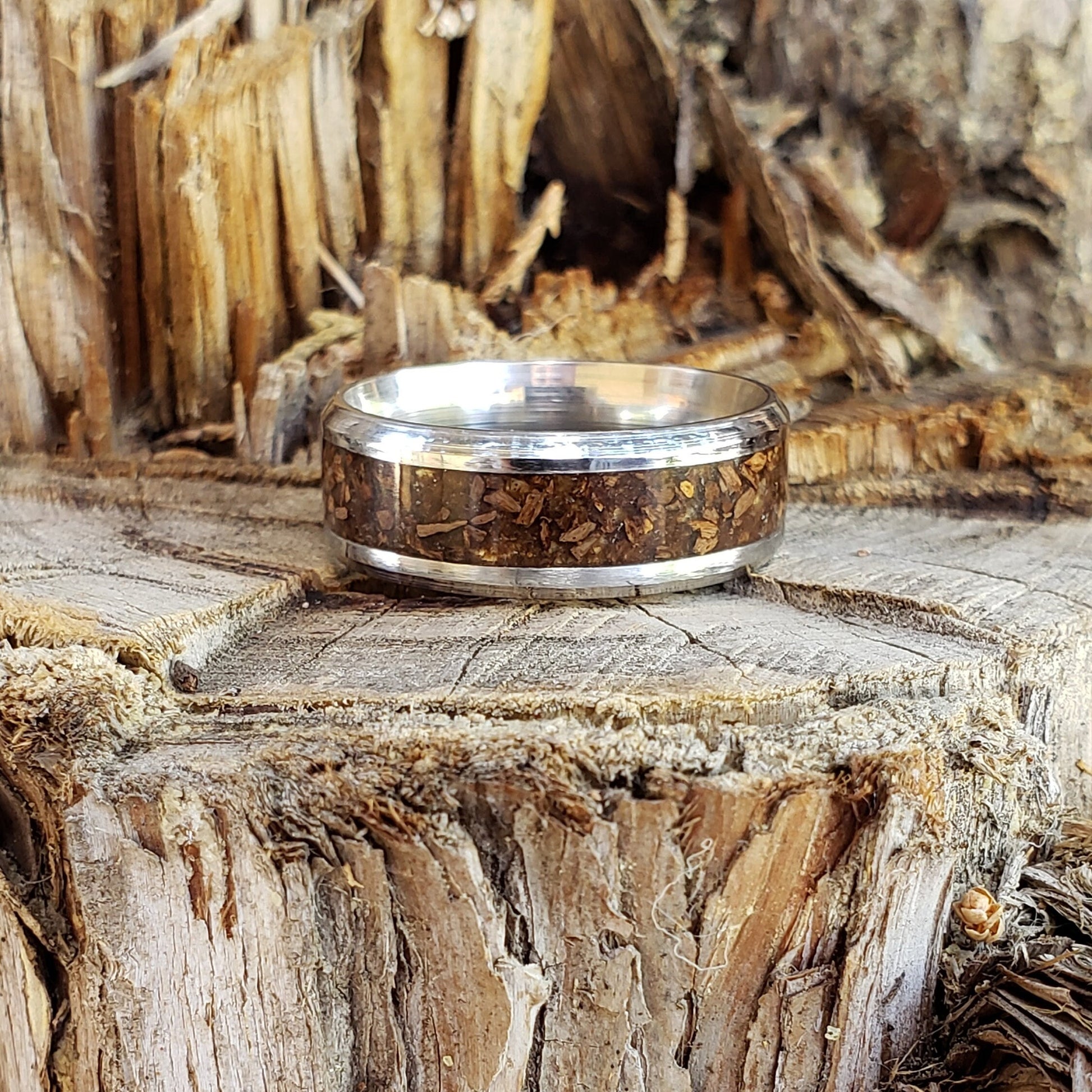 Jurassic Ring - Dinosaur Bone Inlay, Tungsten Titanium Ceramic, Men & Women, Wedding Ring, His Hers Promise Ring, Engagement Ring, 8mm 6mm
