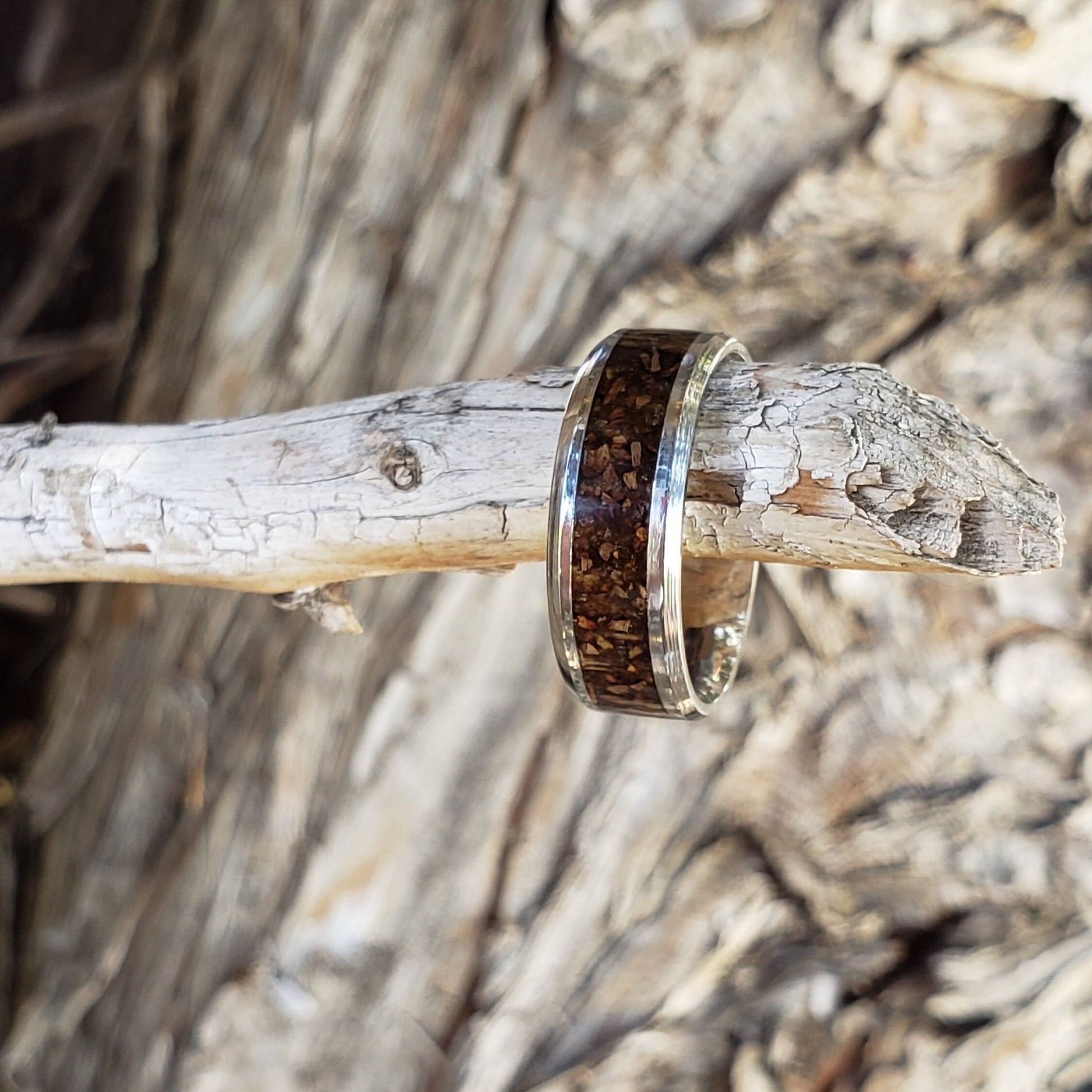Jurassic Ring - Dinosaur Bone Inlay, Tungsten Titanium Ceramic, Men & Women, Wedding Ring, His Hers Promise Ring, Engagement Ring, 8mm 6mm