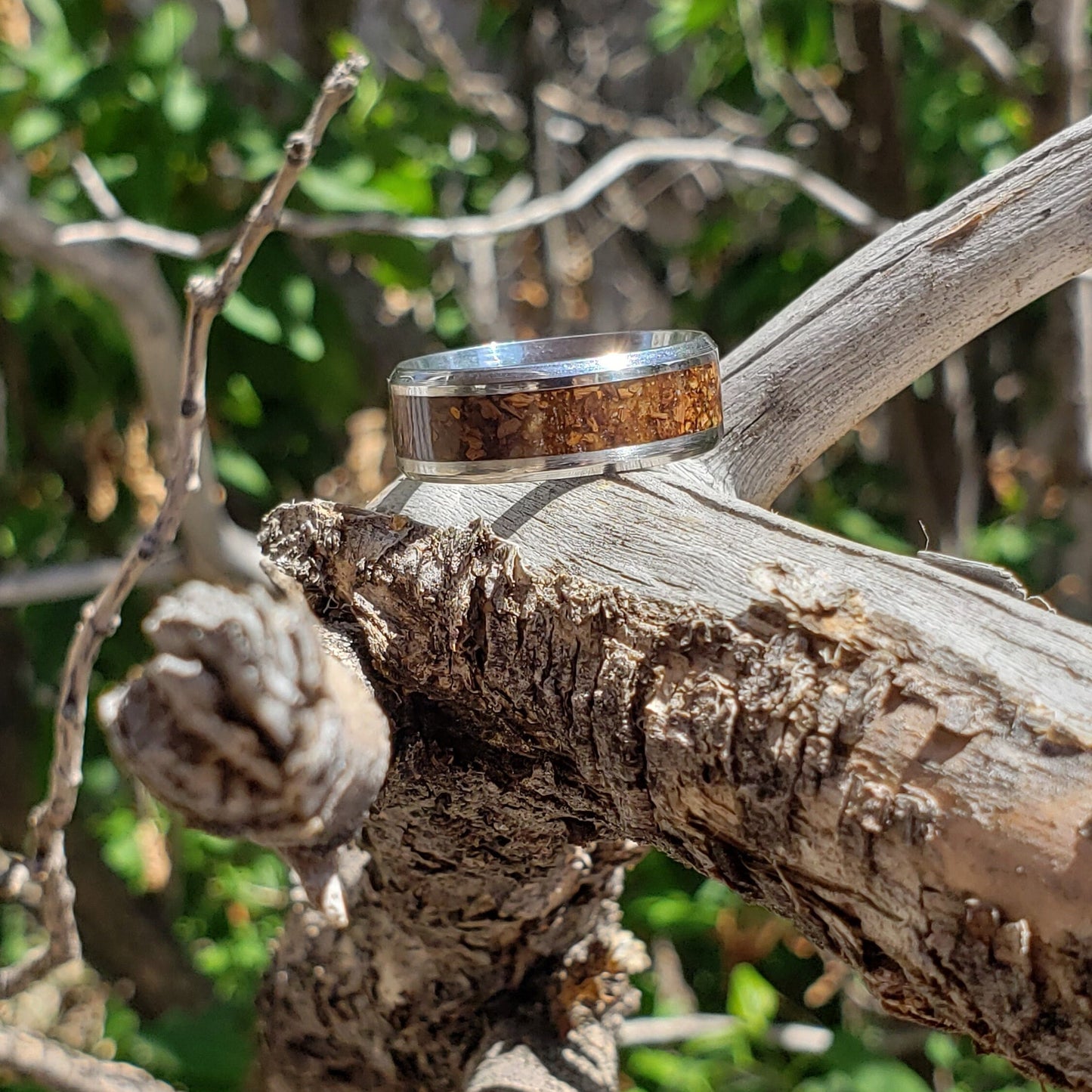 Jurassic Ring - Dinosaur Bone Inlay, Tungsten Titanium Ceramic, Men & Women, Wedding Ring, His Hers Promise Ring, Engagement Ring, 8mm 6mm