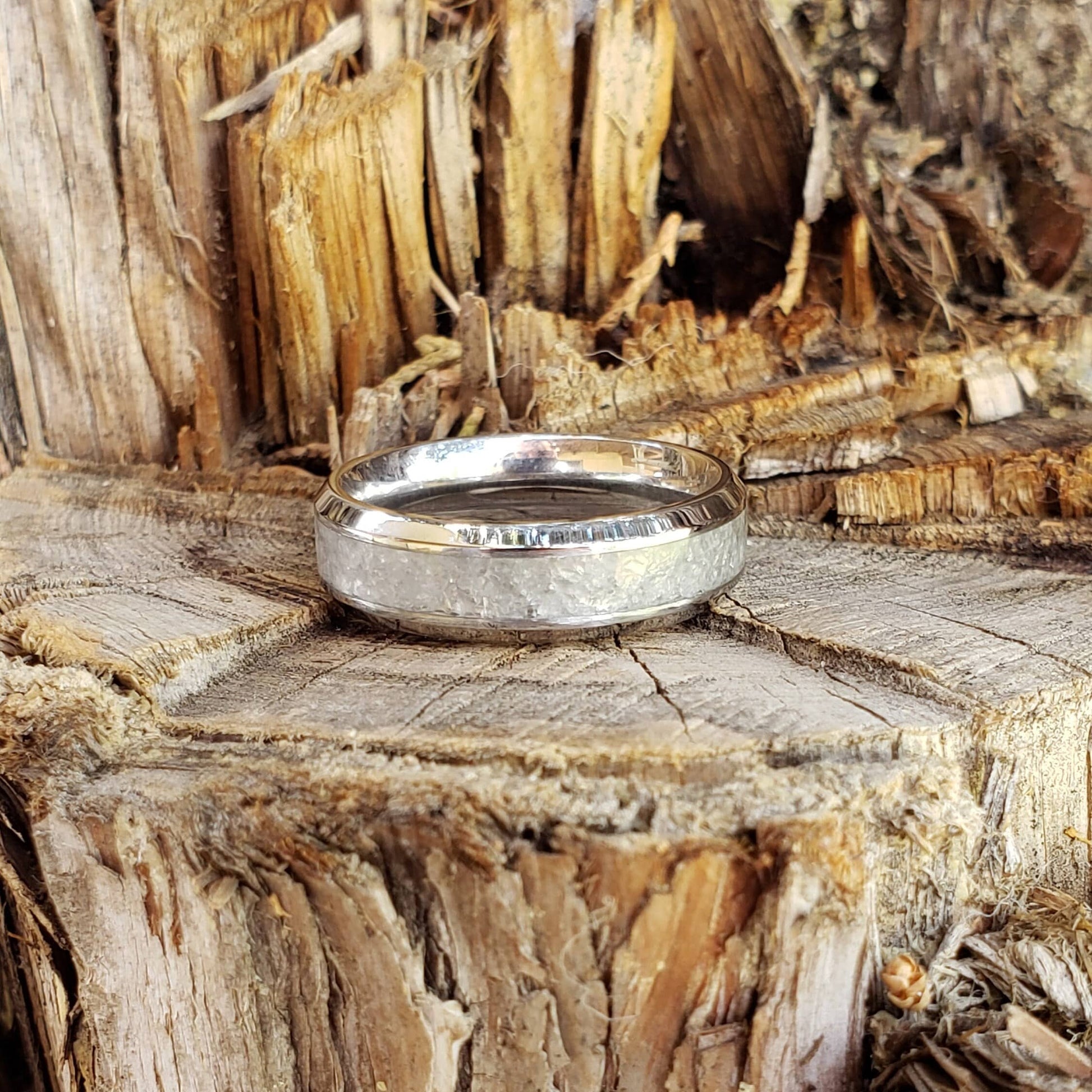 Blue Ice Ring (Slim) - Celestite Crystal Inlay 6mm Ring, Titanium Band, Men & Women, Wedding Ring, His Hers Promise Ring, Engagement Ring