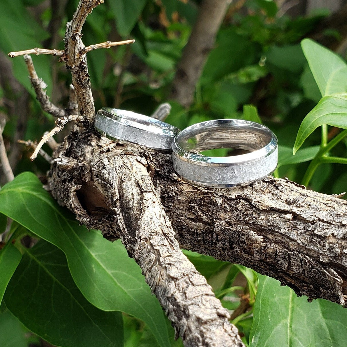 Celestite Couples Rings. Titanium, Men & Women, Wedding Rings, His Hers Promise Ring, Engagement Ring, 8mm 6mm