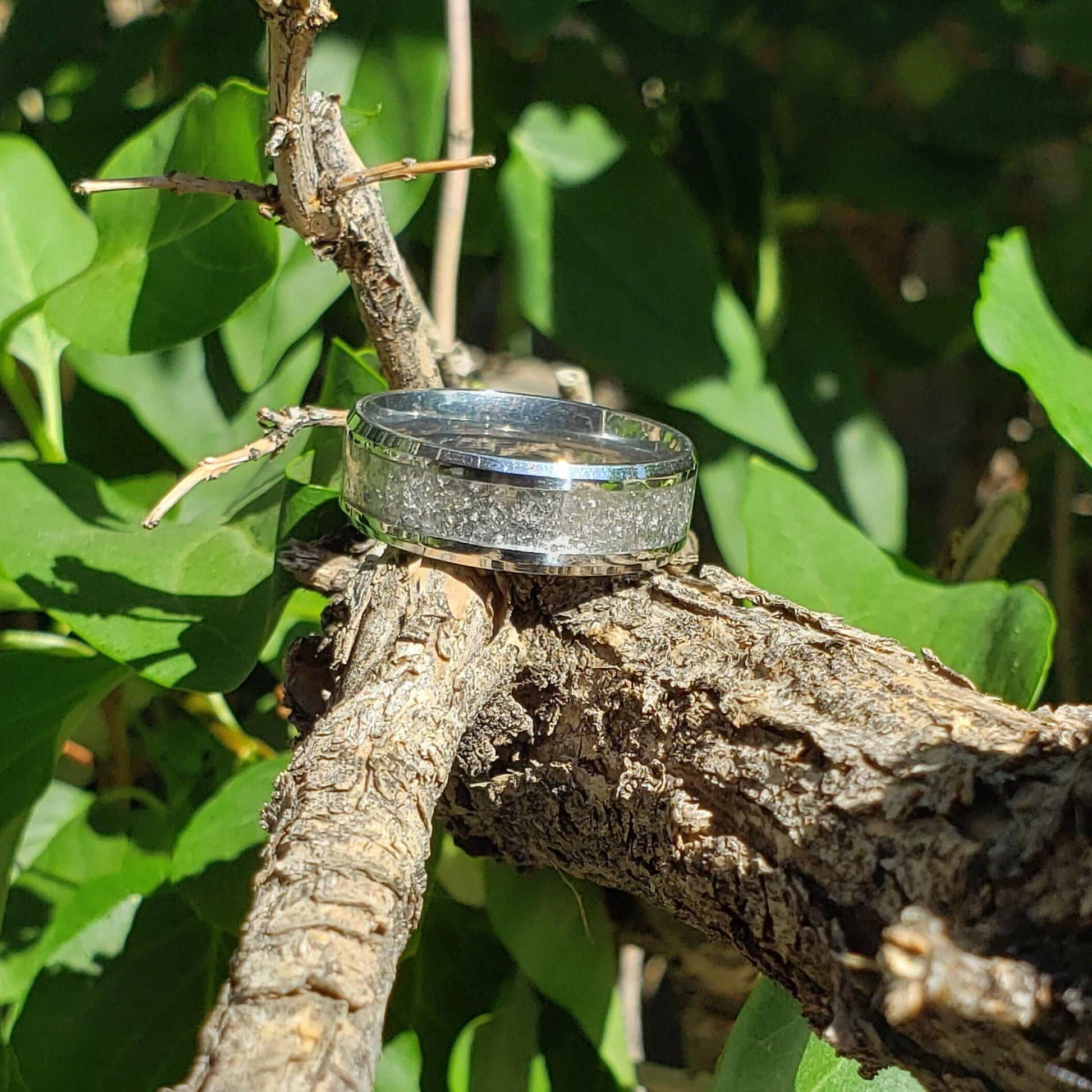 Polaris Ring - Herkimer Diamond Crystal Inlay Ring, Tungsten Titanium, Men & Women, Wedding Ring, His Hers Promise, Engagement Ring 8mm 6mm