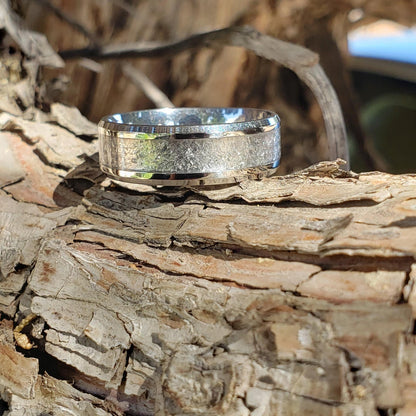 Polaris Ring - Herkimer Diamond Crystal Inlay Ring, Tungsten Titanium, Men & Women, Wedding Ring, His Hers Promise, Engagement Ring 8mm 6mm