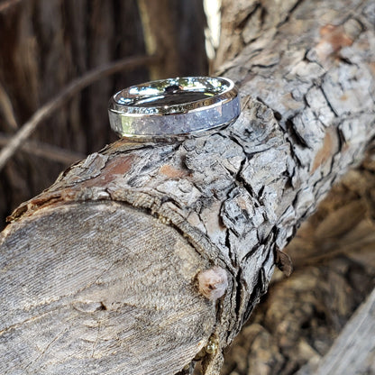 Ancient Ring - Tanzanite Crystal Inlay Ring, Tungsten Titanium Ceramic, Men Women, Wedding Ring, His Hers Promise, Engagement Rings 8mm 6mm