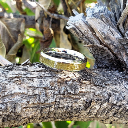 Sunshine Ring - Golden Mali Garnet Crystal Inlay, Tungsten Titanium Ceramic, Men Women, Wedding Ring, His Hers Promise, Engagement Ring