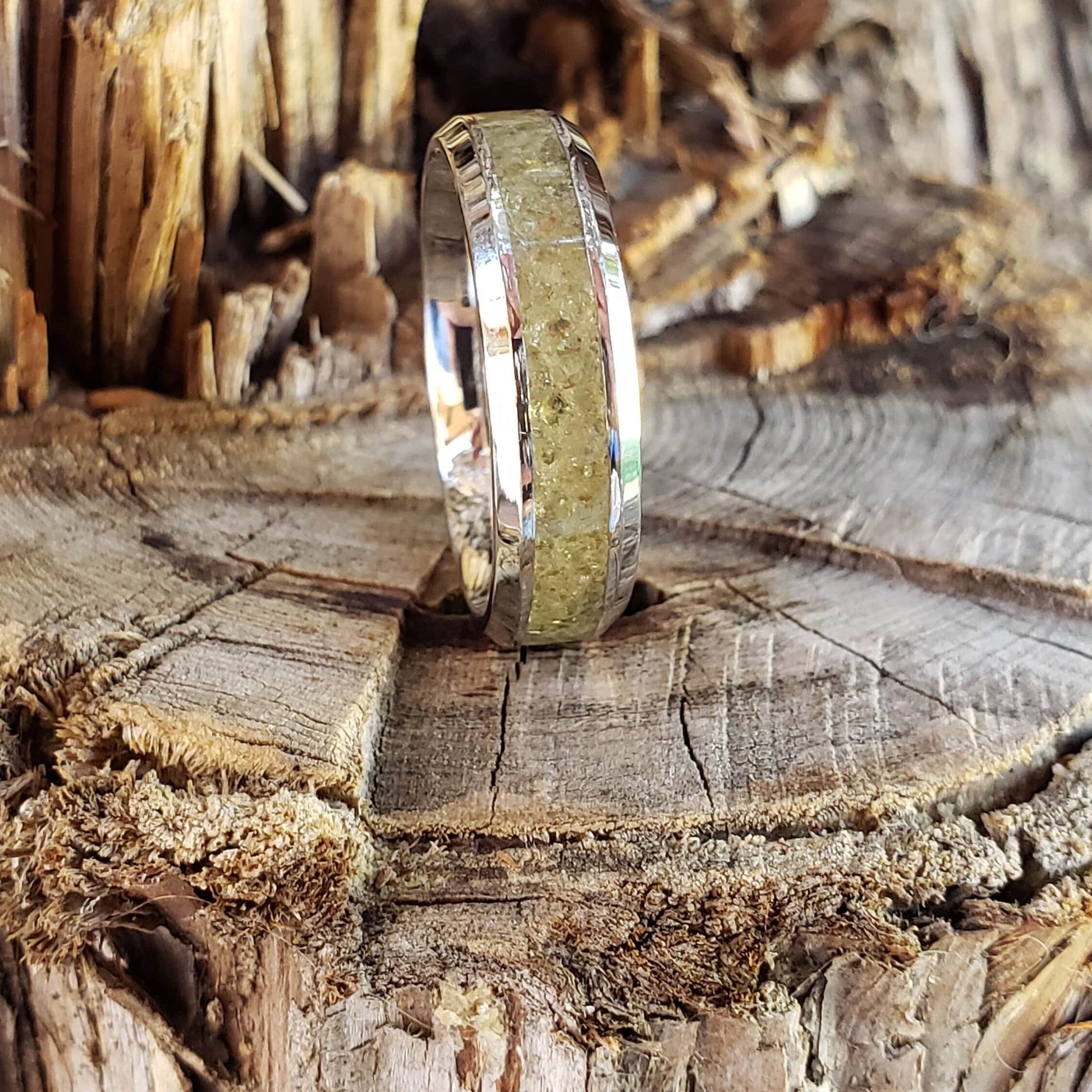 Mellow Ring - Yellow Garnet Crystal Inlay, Tungsten Titanium Ceramic, Men Women, Wedding Ring, His Hers Promise, Engagement Ring 8mm 6mm