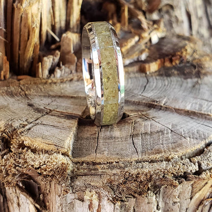 Mellow Ring - Yellow Garnet Crystal Inlay, Tungsten Titanium Ceramic, Men Women, Wedding Ring, His Hers Promise, Engagement Ring 8mm 6mm