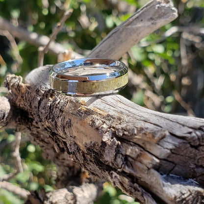 Mellow Ring - Yellow Garnet Crystal Inlay, Tungsten Titanium Ceramic, Men Women, Wedding Ring, His Hers Promise, Engagement Ring 8mm 6mm