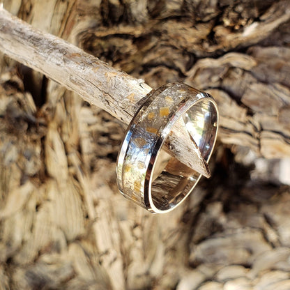 Sol Ring - Herkimer Diamond & Sunstone Crystal Inlay, Tungsten Titanium , Men Women, Wedding Ring, His Hers Promise, Engagement Ring 8mm 6mm