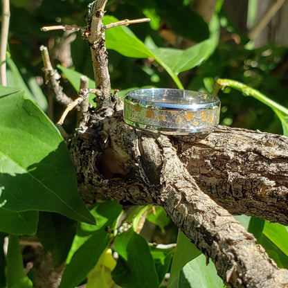 Sol Ring - Herkimer Diamond & Sunstone Crystal Inlay, Tungsten Titanium , Men Women, Wedding Ring, His Hers Promise, Engagement Ring 8mm 6mm