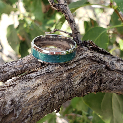 Amazon Ring - Amazonite Crystal Inlay, Tungsten Titanium Ceramic, Men Women, Wedding Ring, His Hers Promise, Engagement Ring 8mm 6mm