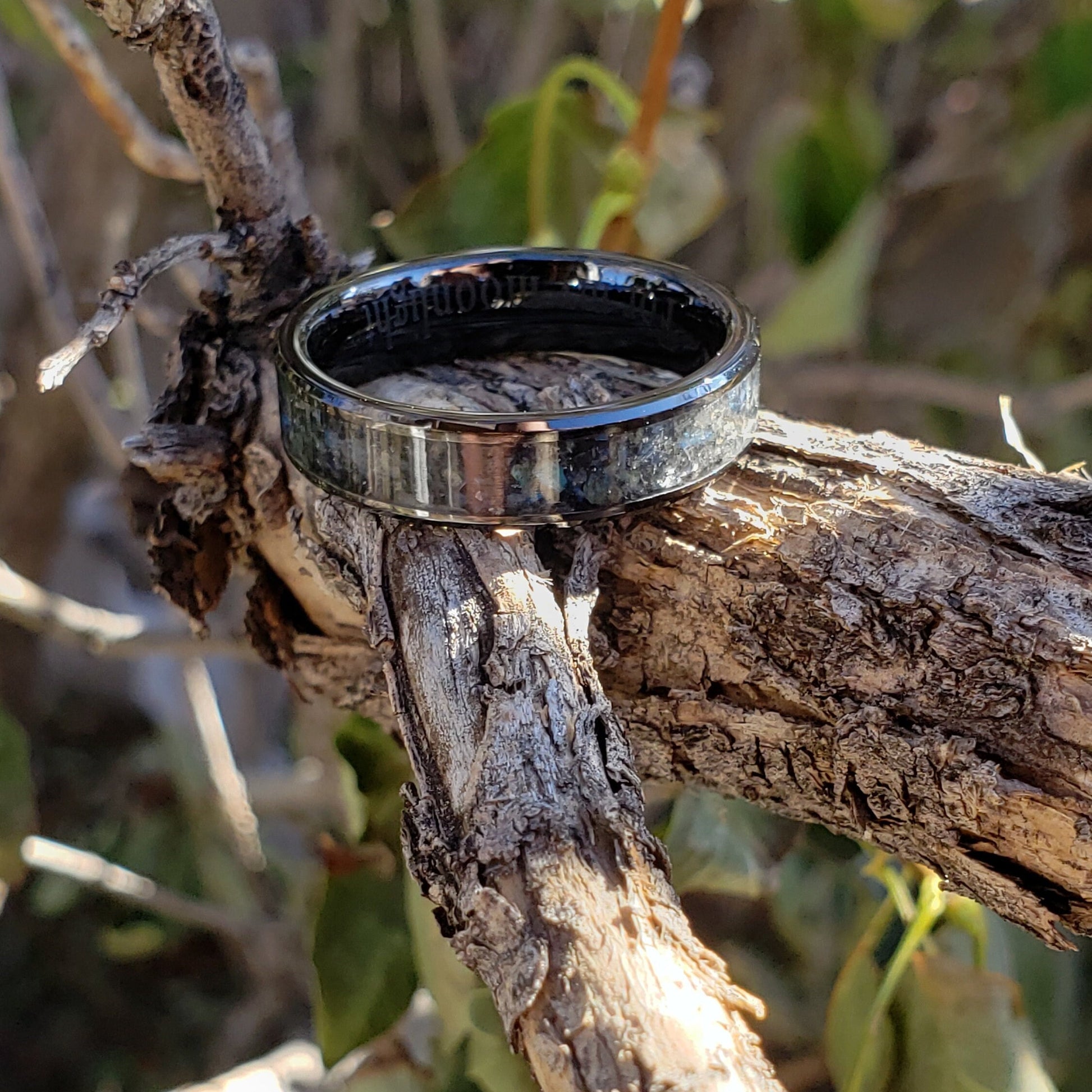 Midnight Borealis Ring - Labradorite Crystal Inlay, Tungsten Titanium Ceramic, Men Women, Wedding Ring, His Hers Promise, Engagement Ring
