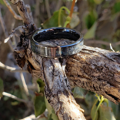 Midnight Borealis Ring - Labradorite Crystal Inlay, Tungsten Titanium Ceramic, Men Women, Wedding Ring, His Hers Promise, Engagement Ring