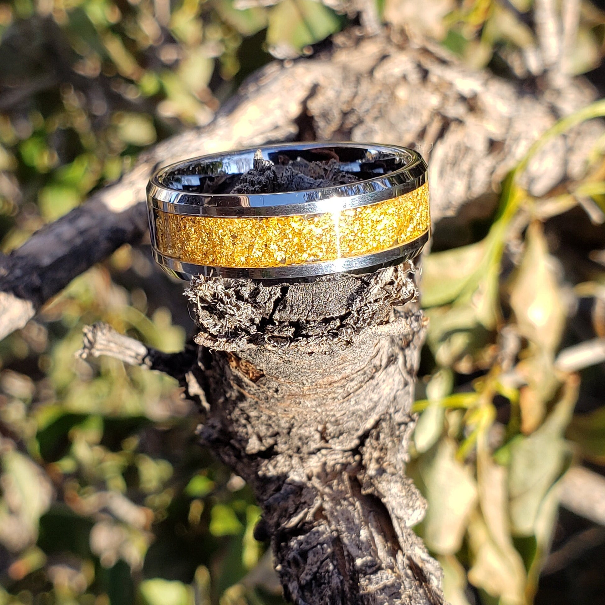 Midas Ring - 24k Gold Inlay, Tungsten Titanium Ceramic, Men Women, Wedding Ring, His Hers Promise, Engagement Ring 8mm 6mm