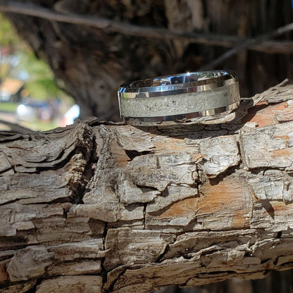 Lunar Ice Glow Ring - Moon Dust & Diamond Inlay, Tungsten Titanium Ceramic, Men Women, Wedding Ring, His Hers Promise, Engagement 8mm 6mm