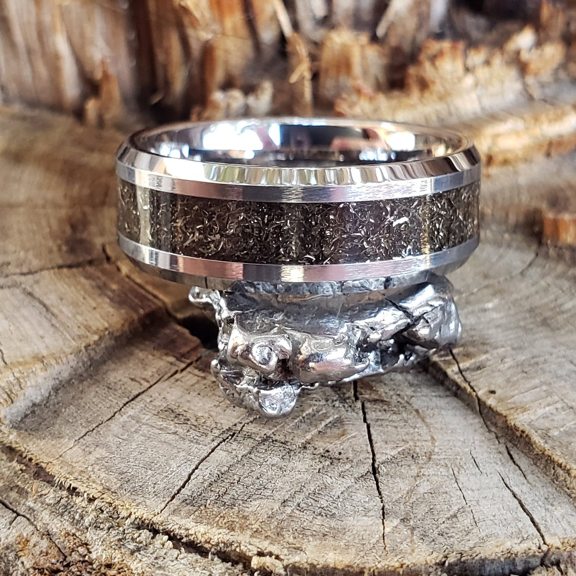 Diablo Ring - Canyon Diablo Meteorite Inlay, Tungsten Titanium Ceramic, Men Women, Wedding Ring, His Hers Promise, Engagement Ring 8mm 6mm