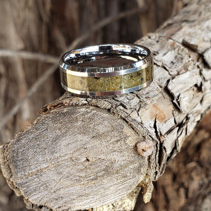 Nova Ring - Admire Pallasite Meteorite Inlay, Tungsten Titanium Ceramic, Men Women, Wedding Ring, His Hers Promise, Engagement Ring 8mm 6mm