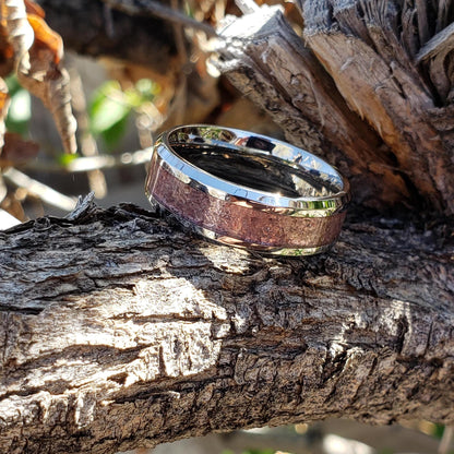 Divinity Ring - Strawberry Quartz Crystal Inlay, Tungsten Titanium Ceramic, Men Women, Wedding, His Hers Promise, Engagement Ring 8mm 6mm