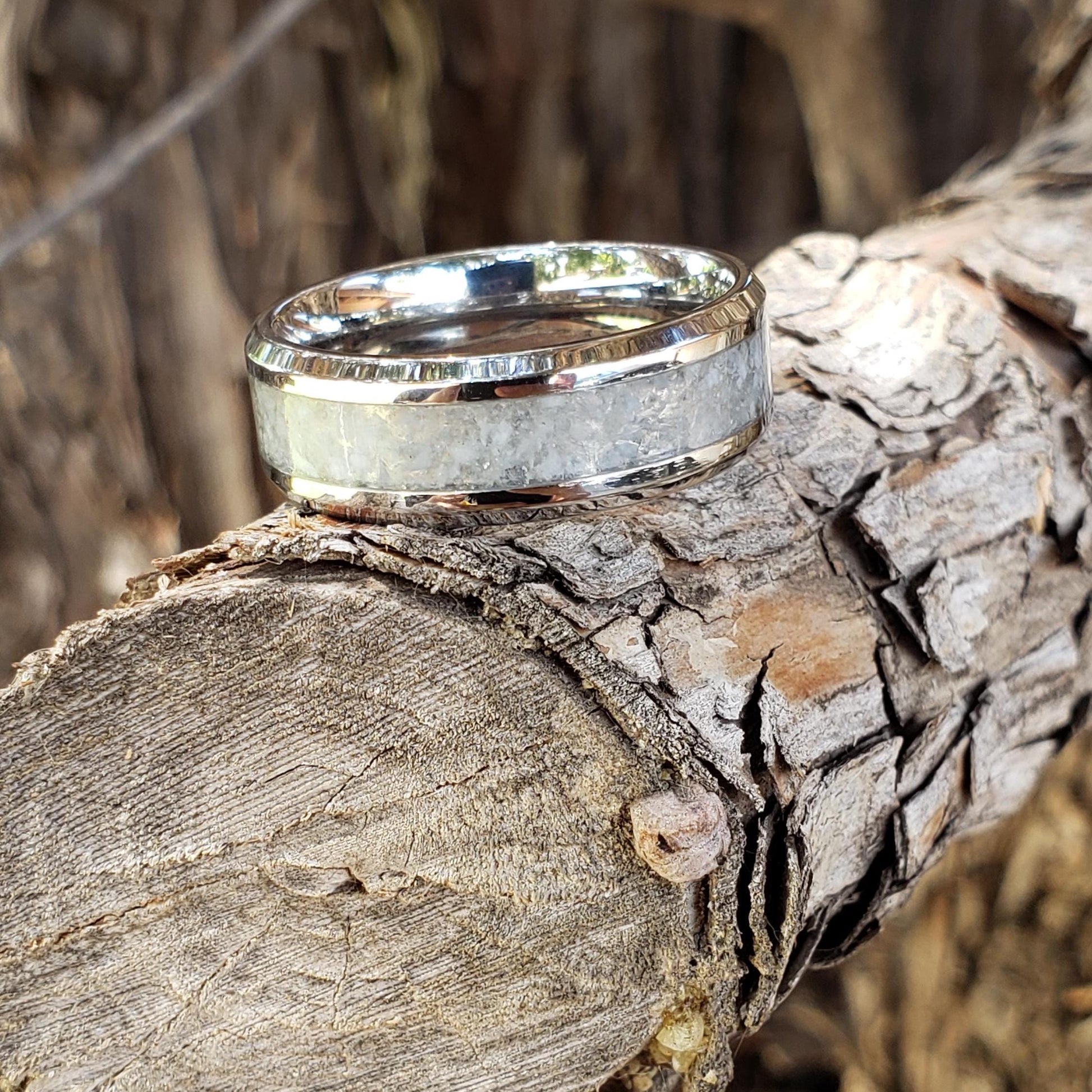 Wild Blue Ring - Afghanite Crystal Inlay, Tungsten Titanium Ceramic, Men Women, Wedding Ring, His Hers Promise, Engagement Ring 8mm 6mm
