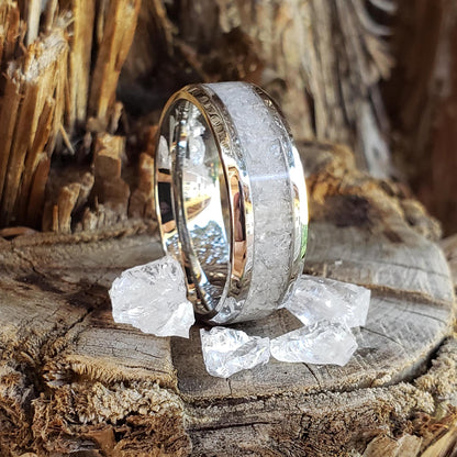 Tranquility Ring - Cubic Zirconia Crystal Inlay, Tungsten Titanium Ceramic, Men Women, Wedding Ring, His Hers Promise, Engagement 8mm 6mm