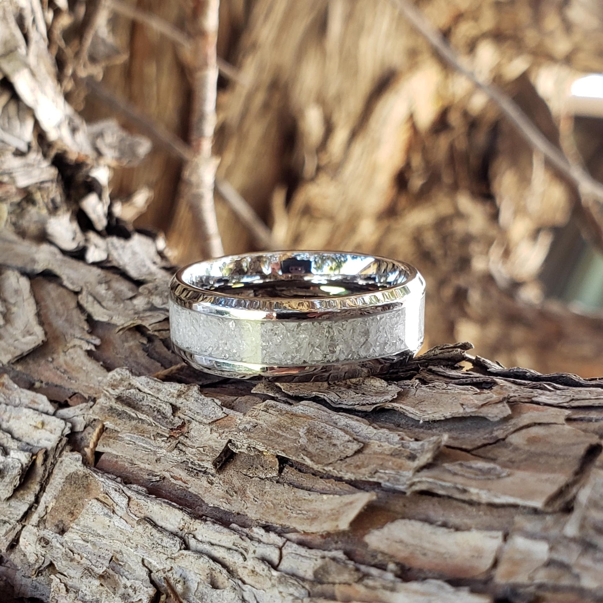 Tranquility Ring - Cubic Zirconia Crystal Inlay, Tungsten Titanium Ceramic, Men Women, Wedding Ring, His Hers Promise, Engagement 8mm 6mm