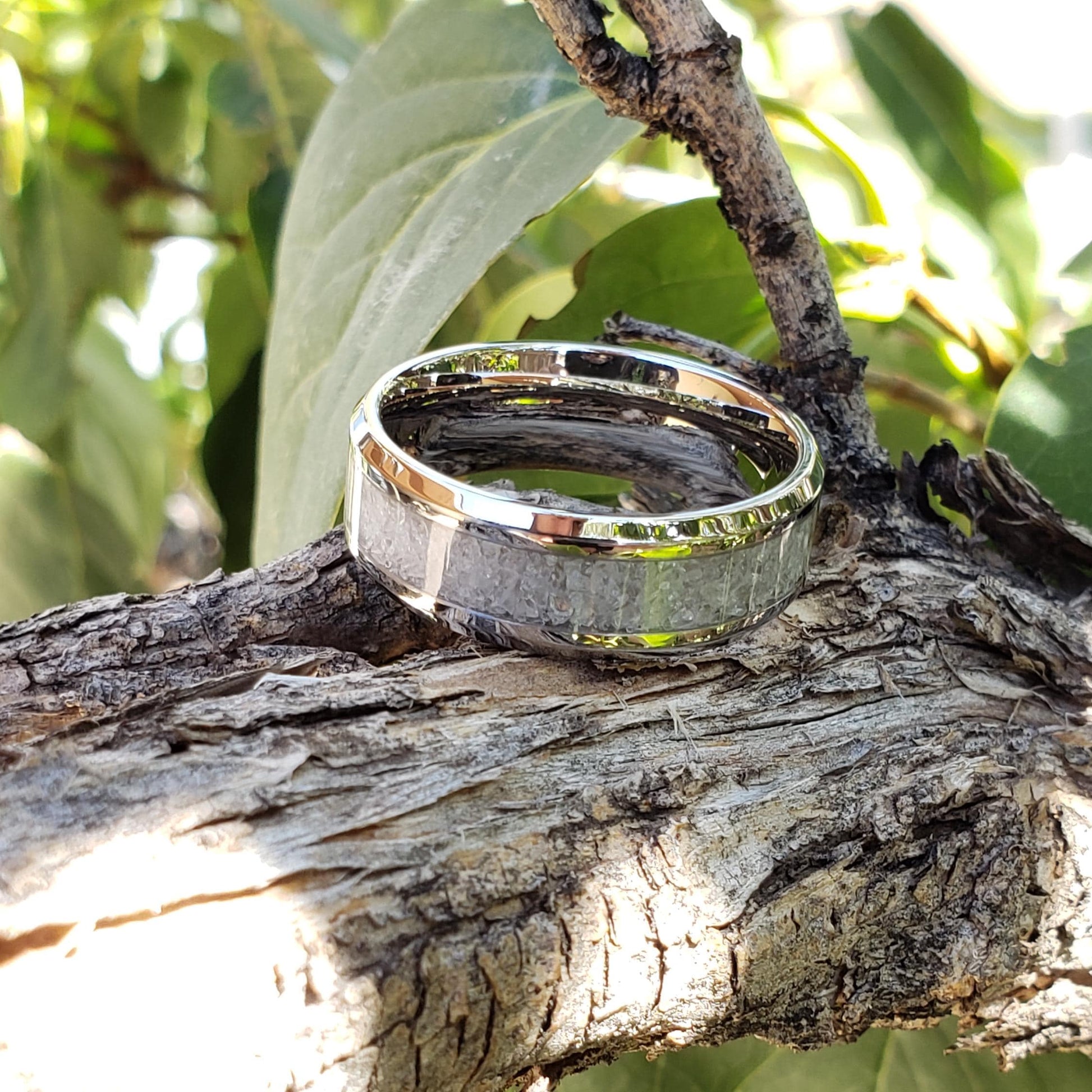 Tranquility Ring - Cubic Zirconia Crystal Inlay, Tungsten Titanium Ceramic, Men Women, Wedding Ring, His Hers Promise, Engagement 8mm 6mm