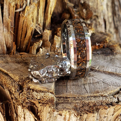King Killer Ring - T-rex, Black Diamond, Meteorite, Tungsten Titanium Ceramic, Men Women, Wedding Ring, His Hers Promise, Engagement 8mm 6mm