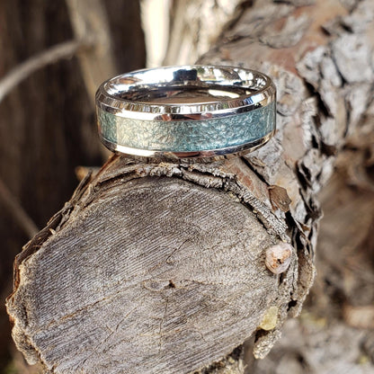 Enchanted Ring - Swiss Blue Topaz Crystal Inlay, Tungsten Titanium Ceramic, Men Women, Wedding Ring, His Hers Promise, Engagement 8mm 6mm